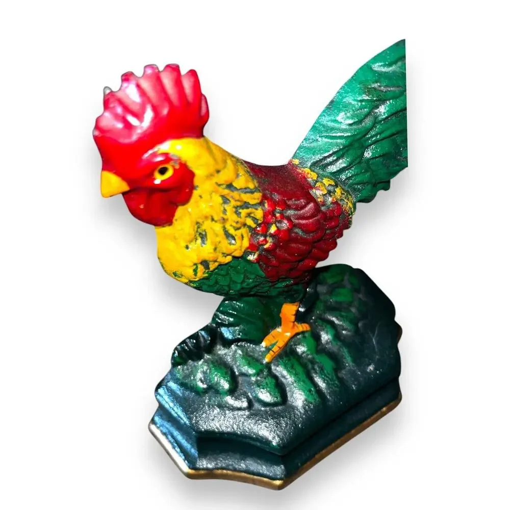 Vintage Cast Iron Rooster Door Stop Farmhouse Country Primitive Decor